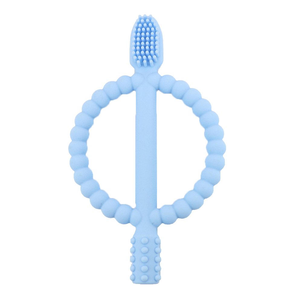 Silicone Infant Toothbrush Baby Teething Toys with Easy-Hold Handle